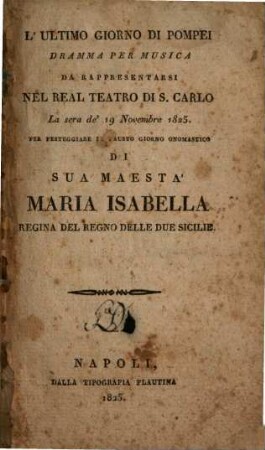 L' ultimo giorno di Pompei : Dramma per musica