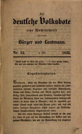 Der deutsche Volksbote : eine Wochenschrift für den Bürger und Landmann. 1, 3 = Juli 1832
