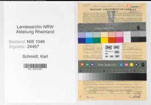 Entnazifizierung Karl Schmidt , geb. 24.07.1898 (Bankinspektor)