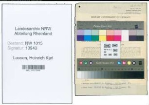 Entnazifizierung Heinrich Karl Lausen , geb. 19.07.1909 (Polizeibeamter)