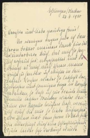 Brief von Lilly Bechtle an Margarete Hauptmann