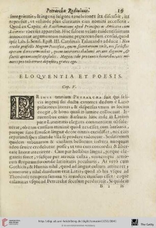 Cap. V: Eloquentia, et Poesis
