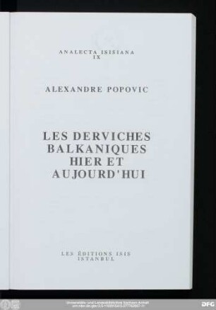 Les derviches balkaniques hier et aujourd'hui