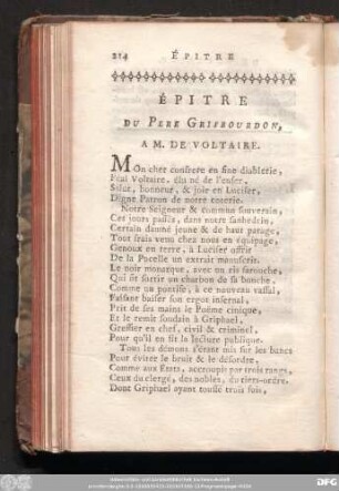 Èpitre Du Pere Grousbordon, A M. De Voltaire.