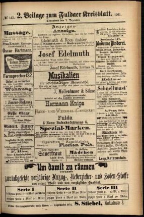 Dritte Ausgabe vom Samstag, den 07. Dezember 1901.