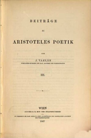 Beiträge zu Aristoteles' Poetik, 3