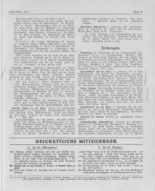 Geschäftliche Mitteilungen.