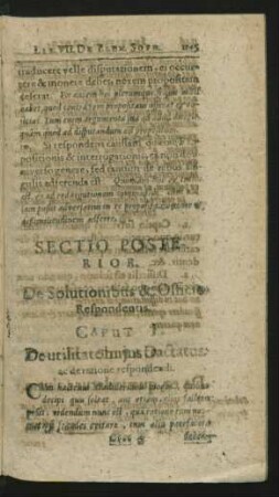 Sectio Posterior. De Solutionibus & Officio Respondentis.