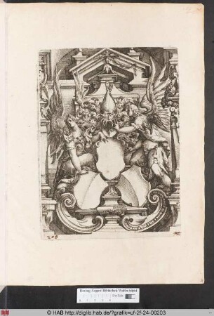 [Drei leere Wappenschilde, flankiert von Engeln. Band II.]