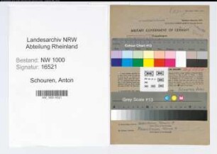 Entnazifizierung Anton Schouren, geb. 10.12.1906 (Versich.Angest.)