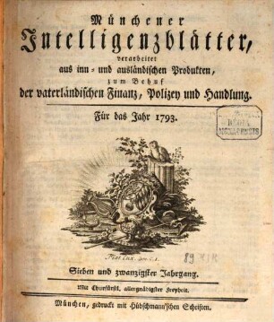 Münchner Intelligenzblatt. 1793 = Jg. 27
