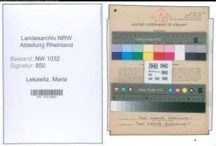 Entnazifizierung Maria Lekawitz , geb. 02.09.1910 ()