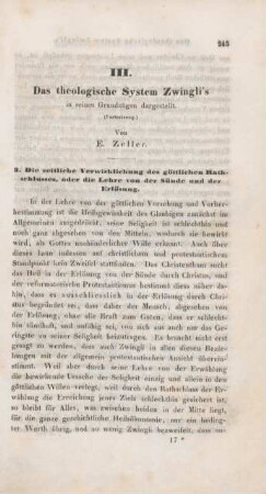 245-294 Das theologische System Zwingli's in seinen Grundzügen dargestellt