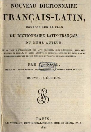 Nouveau dictionnaire français-latin