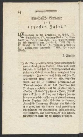 Theologische Litteratur des 1780sten Jahrs