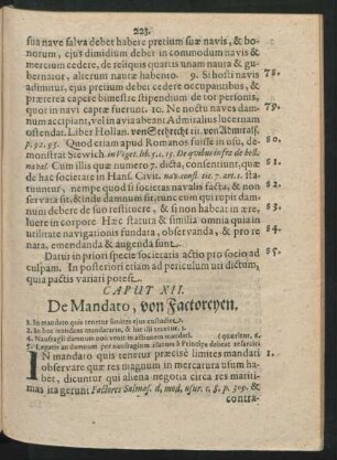 Caput XII. De Mandato, von Factoreyen.
