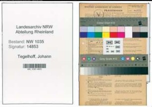 Entnazifizierung Johann Tegelhoff , geb. 07.04.1901 (Brikettmeister)