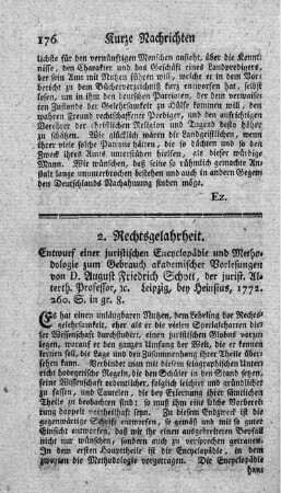 Entwurf einer juristischen Encyclopädie und Methodologie.