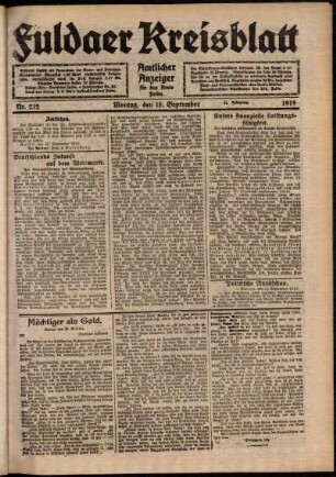 Ausgabe vom Montag, den 15. September 1919.