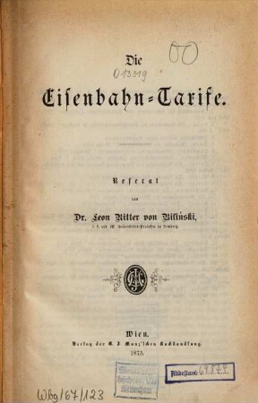 Die Eisenbahn-Tarife