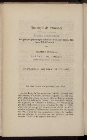 Études Historiques Sur Quelques personnages célèbres du Midi, sour Charles VIII. Louis XII & Francois Ier. - Chapitre Deuxième