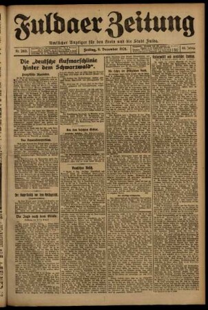 Erste Ausgabe vom Freitag, den 09. Dezember 1921.
