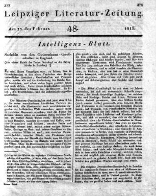 1815-02-25 : 48. Stück [Intelligenz-Blatt]