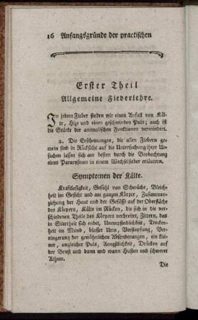 Allgemeine Fieberlehre. - Von der Cur der Wechselfieber.