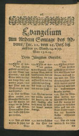 Evangelium Am Andern Sontage des Advents