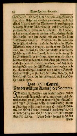 Das XVII. Capitel. Von der willigen Armuth des Socrates