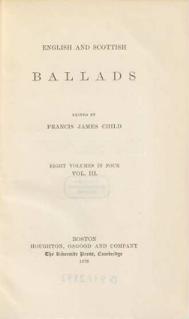 English and Scottish ballads : eight volumes in four, 3