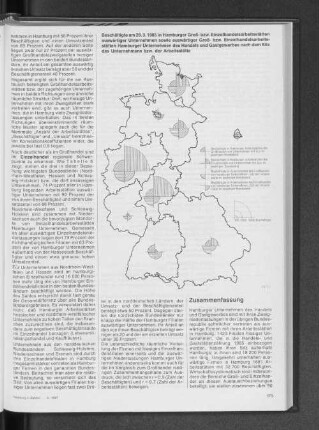 Beschäftigte am 29.03.1985 in Hamburger Groß- bzw. Einzelhandelsarbeitsstätten auswärtiger Unternehmen sowie auswärtiger Groß- bzw. Einzelhandelsarbeitsstätten Hamburger Unternehmen des Handels und Gastgewerbes nach dem Sitz des Unternehmens bzw. der Arbeitsstätte