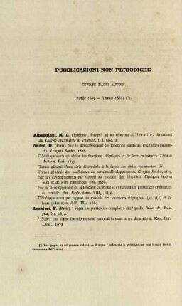 Pubblicazioni non periodiche.