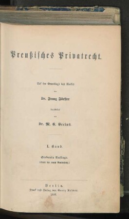 Bd. 1: Die Grundbegriffe und die Grundlehren des Rechts der Schuldverhältnisse : auf der Grundlage des Werkes von Franz Förster