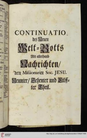 Neunter / Zehenter und Eilffter Theil