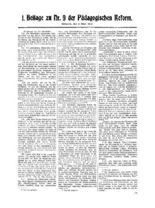 Der [Unterrichtsgesetzentwurf von 1819 im Lichte der geschichtlichen Forschung] : (Fortsetzung aus dem Hauptblatt) ; 1. Beilage zu Nr.9 der Pädagogischen Reform