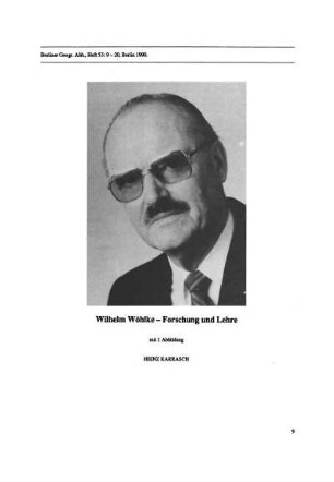 Wilhelm Wöhlke - Forschung und Lehre