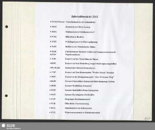 Jahresübersicht 2011