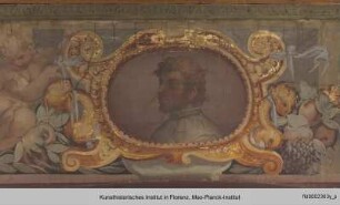 Innendekoration : Medaillons mit Porträts von Cimabue, Giotto und Masaccio