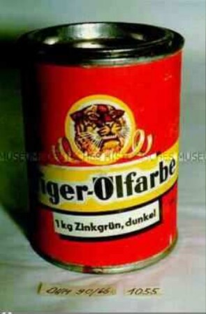 Originaldose mit "Tiger-Ölfarbe - 1kg Zinkgrün, dunkel"