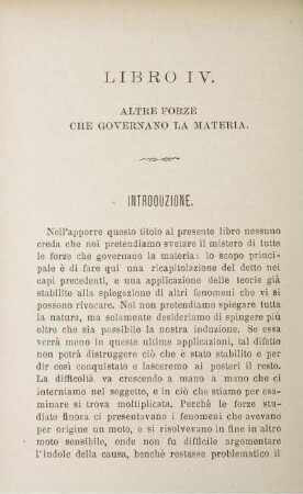 Libro IV. Altre Forze. Che Governano La Materia.