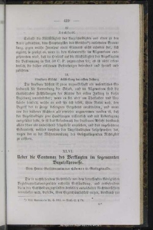 XLVI. Ueber die Contumaz des Verklagten im sogenannten Bagatellprocesses