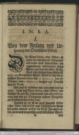 I. Von dem Anfang und Ursprung der Deutschen Bibel