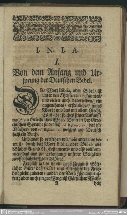 I. Von dem Anfang und Ursprung der Deutschen Bibel