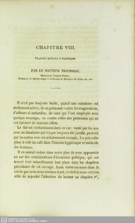 Chap. VIII. Propriétés médicales et hygiéniques