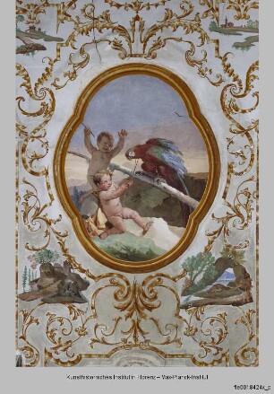 Stanza dei Putti : Zwei Putten mit Papagei