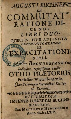 Augisti Buchneri De Commutata Ratione Dicendi : Libri Duo ...