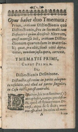 Caput Primum. De Distinctionis Definitione.