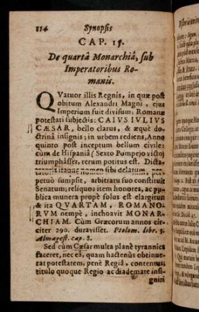 114-182, Cap. 15: De quarta Monarchia, sub Imperatoribus Romanis
