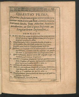 Quaestio Prima - Quaestio Decima.